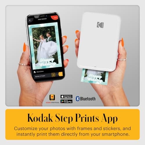 KODAK Step Instant Smartphone Photo Printer, Portable Mini Color Wireless Mobile Printer, Zink 2x3” (5.1x7.5 cm) Sticky-Back Photos, Bluetooth Compatible with iOS & Android Devices, Editing App, White — view 3