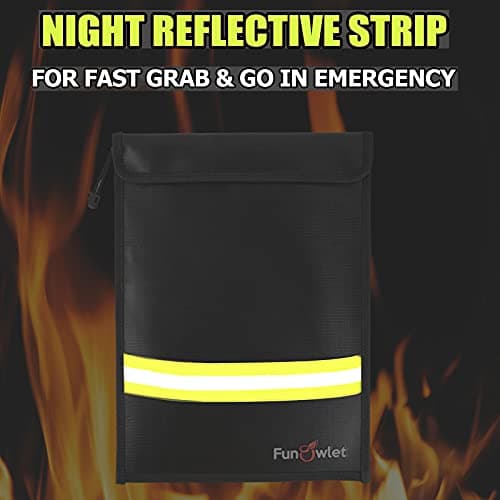 Fireproof Waterproof Money Document Bag, 15" x 11" Black — view 4