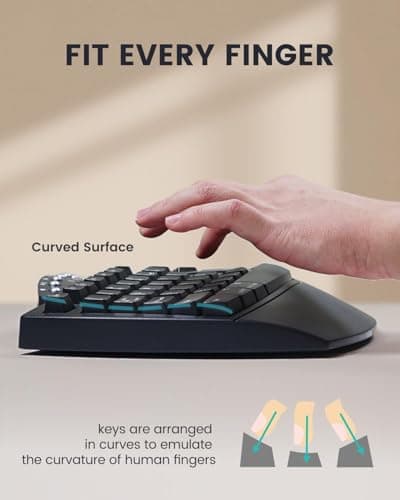 Perixx PERIBOARD-512B Wired Ergonomic Keyboard - Split Keyboard, Wrist Rest, Natural Typing - Wired USB Connectivity - US English - Black — view 4