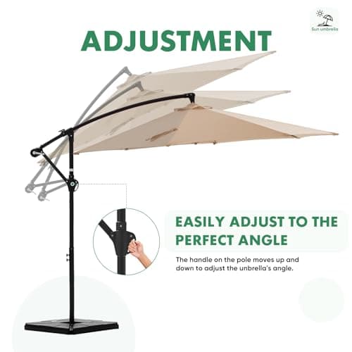 NEWBULIG 10FT Patio Umbrella, Offset Cantilever Outdoor Patio Table Umbrella, UV Protection, Fade Resistant Fabric, Easy Tilt Adjustment for Pool, Deck, Garden, Backyard, Khaki — view 4