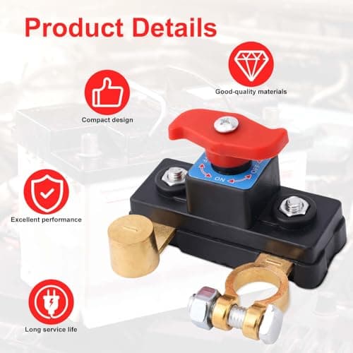 Car Battery Cut Off Switch, Pure Copper High Conductivity Battery Disconnect Switch Stable Transmission for Car Truck Boat RV — view 2