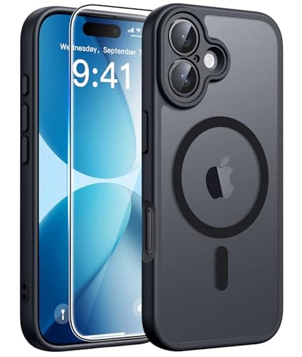 FNTCASE for iPhone 17 Case, Fit for Magsafe, Screen Protector, Black