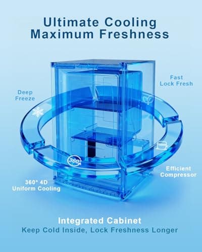 Feelfunn 3.0 Cu.ft Upright freezer - Compact Mini Freezer with 7 Adjustable Thermostat, Removable Shelves, Reversible Single Door, 360°Uniform Cooling Small freezer for Home Office Dorm, Silver — view 6