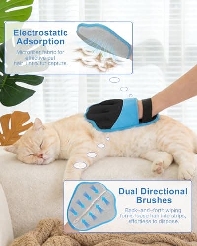 2 Pairs Upgraded Pet Hair Removal Glove, Solution for Cats and Dogs