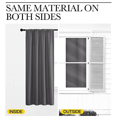 NICETOWN Blackout Curtains 45 Inches Long Thermal Insulated for Bedroom, Room Darkening Window Curtains 2 Panels for Kitchen, Short Drapes Privacy Rod Pocket for Closet/Bunk Bed (W42 x L45, Grey) — view 7