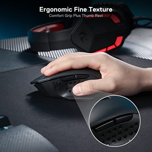 Redragon M656 Gainer Wireless Gaming Mouse, 4000 DPI 2.4Ghz Wireless Mouse w/ 5 DPI Levels, 7 Macro Buttons, Red LED Backlit & Pro Software/Drive Supported, for PC/Mac/Laptop — view 6