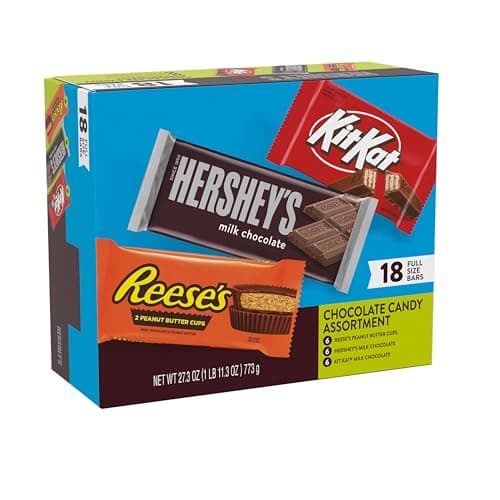 HERSHEY'S, KIT KAT and REESE'S Assorted Milk Chocolate Candy Variety Box, 27.3 oz (18 Pieces) — view 2