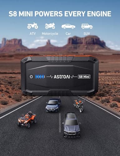 AstroAI Booster Pack Jump Starter, Car Battery Booster Jump Starter for Up to 6.0L Gas or 3.0L Diesel Engine, with 3 Modes Flashlight, Jumper Cable for 12V Motorcycle Car and SUV, 1200A Vivid Gray — view 4