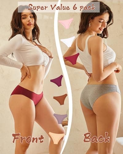 UNDER THE SEA 6 Pack Cotton Underwear for Women Low Rise Bikini High Cut Breathable Panties Underwear Womens Clothing Lingerie — view 8