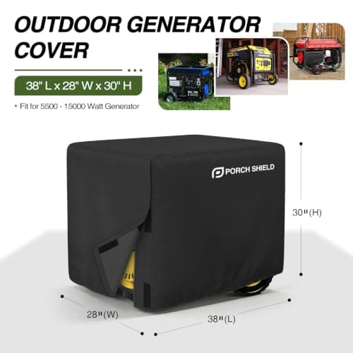 Porch Shield Waterproof Universal Generator Cover 38 x 28 x 30 inch - for Most Generators 5500-15000 Watt, Black