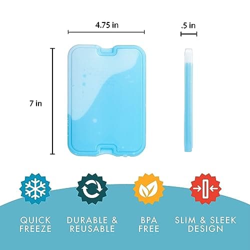 Cool Coolers by Fit & Fresh 4 Pack XL Slim Ice Packs, Quick Freeze Space Saving Reusable Ice Packs for Lunch Boxes or Coolers, Multi — view 4