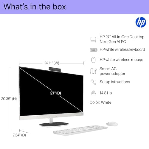HP 27" All-in-One FHD Touchscreen Desktop Computer, AMD Ryzen AI 7 350(8-Core), 32 GB DDR5-5600 MT/s, 2 TB SSD, AMD Radeon 860M, Wi-Fi6, BT5.4, Copilot+ PC, Windows 11 Pro, w/RECOLX AI Voice Recorder — view 8