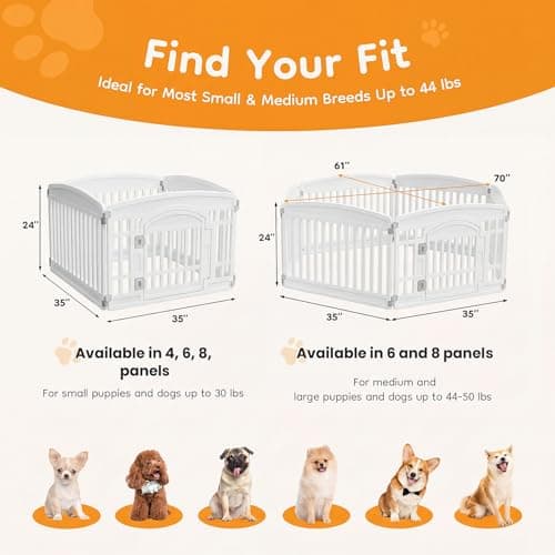 NEWBULIG Dog Playpen 4-Panel, 24IN Puppy Playpen, Stable Dog Play Pen Indoors/Outdoor with Secure Locking Door, Plastic Pet Fence for Small & Medium Dogs — view 3