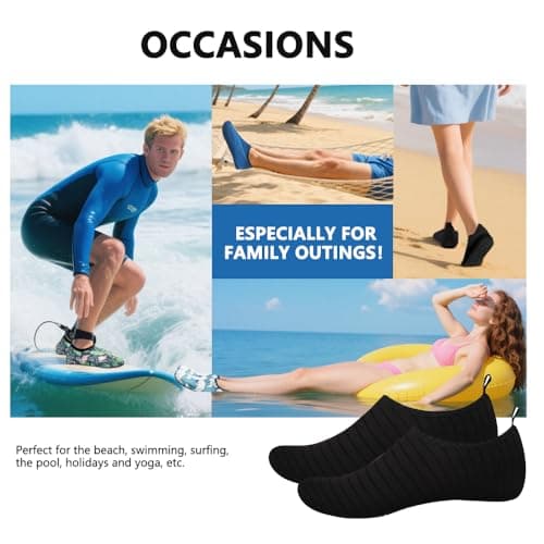 Water Shoes for Women Men Quick-Dry Barefoot Aqua Socks Swim Pool Non Slip Surf Yoga Exercise Outdoor Trave Essentials Black Stripe 44/45 — view 4