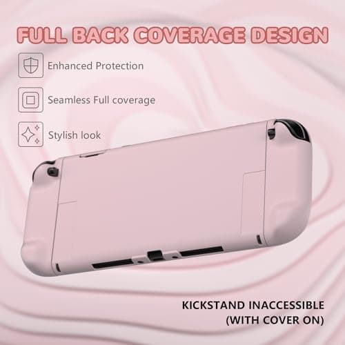 PlayVital for Switch 2 Protective Case with Stand & Thumb Grips, Dockable Hard Shell Grip Cover for Nintendo Switch 2 Accessories, Anti-Scratches Shockproof Case, Solid Color - Cherry Blossoms Pink — view 4