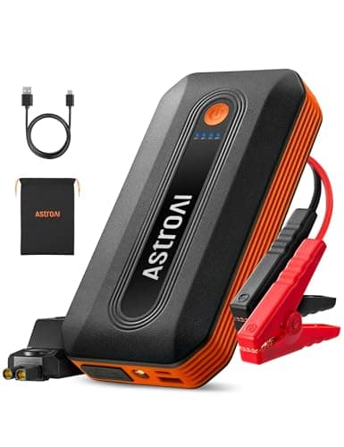 AstroAI B8 Booster Pack Jump Starter for Car Battery (Up to 9L Gas/7L Diesel) Portable Battery Booster with 10 Protections, 18W Quick Charger Power Pack, 3-Mode LED Light, Jumper Cables, 3000A, Orange