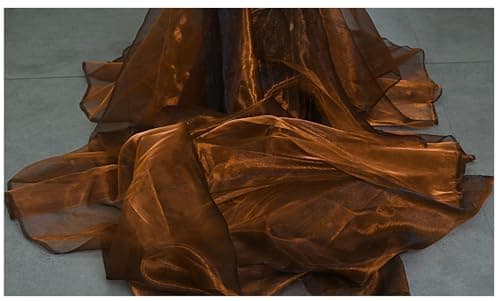 MDS® Pack of 5 Yard Sheer Organza Fabric for Wedding Party Home Event Banquet Decorations, Backdrop Curtain Craft Dress Sewing Fashion DIY Crystal Organza Tulle Fabric Bolt 44” Wide - Bronze — view 3