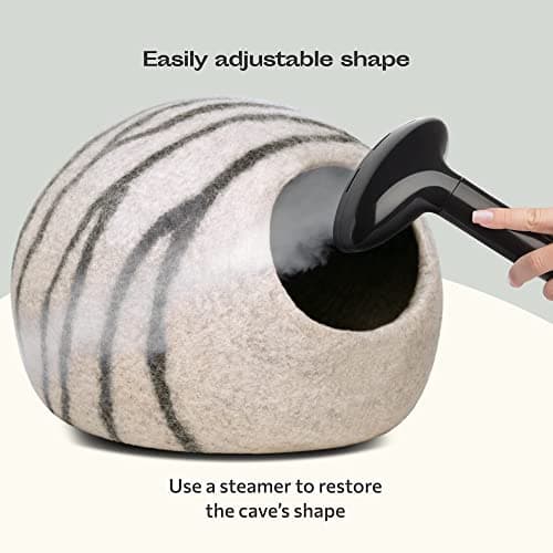 MEOWFIA Cat Cave – Premium Felt Cat Bed for Indoor Cats, Handmade Merino Wool (Light Grey, Large) — view 4