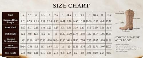 IUV Cowboy Boots For Women Western Cowgirl Boots with Chunky Heel Mid Calf Snip Toe Ideal for low insteps — view 6