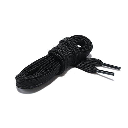 Flat Shoelaces 1/4" Wide Shoes Lace (2 Pair) - Wide Shoelaces - Flat Shoe Laces for Sneakers and Shoes (45" inches (114 cm), Black) — view 3