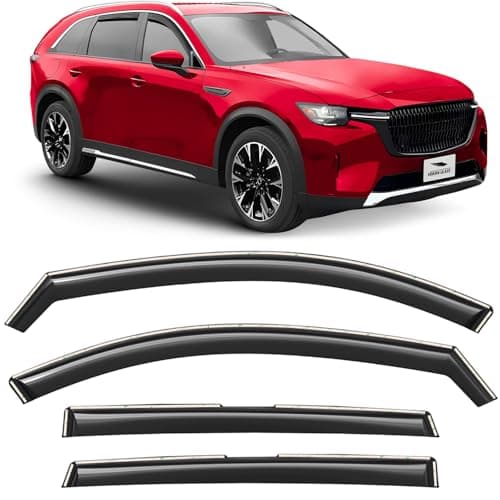 Voron Glass in-Channel Extra Durable Rain Guards for Mazda CX-90 2024-2026, Window Deflectors, Vent Window Visors, 4 Pieces - 200685