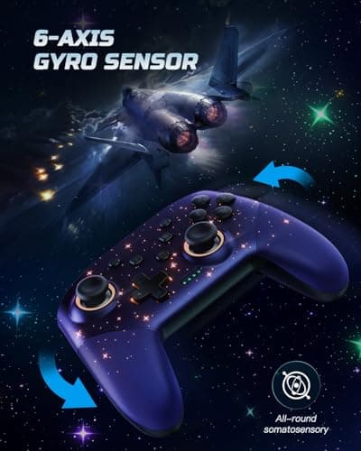 Voyee Switch Controller, LED Star Wireless Pro Controllers Compatible with Switch 2/Lite/OLED, Multi-Platform Windows PC with 9 Colors RGB Lights/Programmabele/Vibration/Turbo/Wakeup — view 4