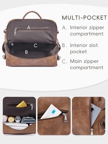 CLUCI Backpack for Women Fashion Vegan Leather Designer Bookbag Ladies Convertible Travel Backpack purse for Women — view 4
