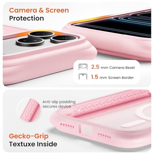 ORNARTO Magnetic for iPhone 17 Pro Max Case, 20FT Military-Grade Drop Protection, Compatible with MagSafe, Slim Shockproof Translucent Matte Phone Case for iPhone 17 Pro Max 6.9", Chalk Pink — view 5