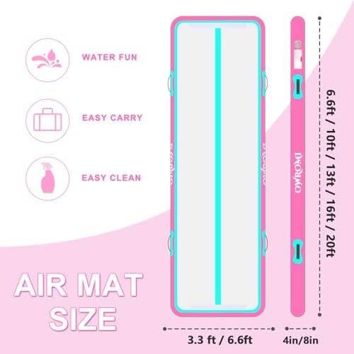 Tumble Track Mats for Gymnastics, Kids Air Gymnastics Mats for Tumbling Thick Inflatable Gymnastics Tumbling Track Mat 6.6/10/13/16.4/20ft Training Tumbling Mat with Electric Pump for Home/Water Fun — view 4