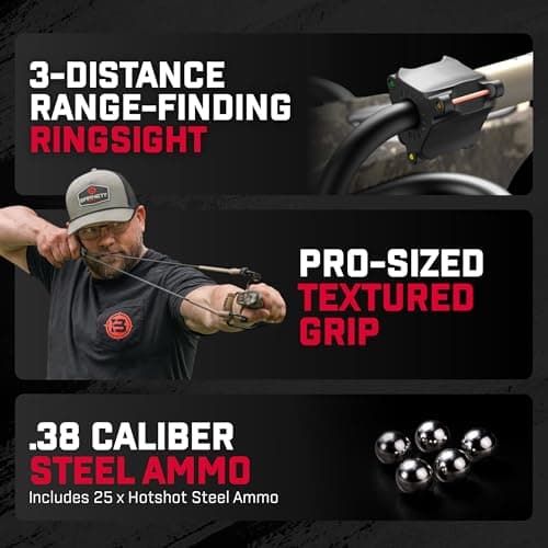 Barnett King Rat Slingshots, Havoc Hunter Slingshot, Includes Double-X Tapered Speed Bands, Hotshot .38 Caliber Ammo, & Brushed Leather Pouch