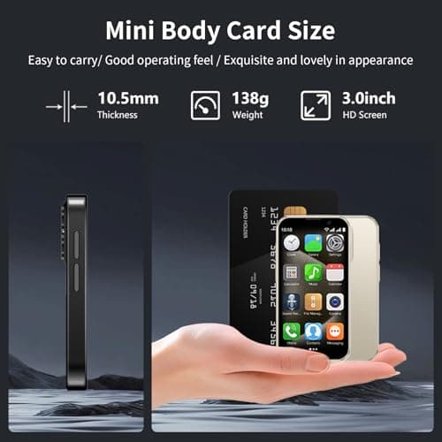 Mini 3G Smartphone Unlock, 3-inch high-Definition Touch Screen Dual SIM Card Dual Standby mini Phone, Portable Backup Compact Phone, Suitable for Students and Children as Gifts (Blue, 2GB+16GB)