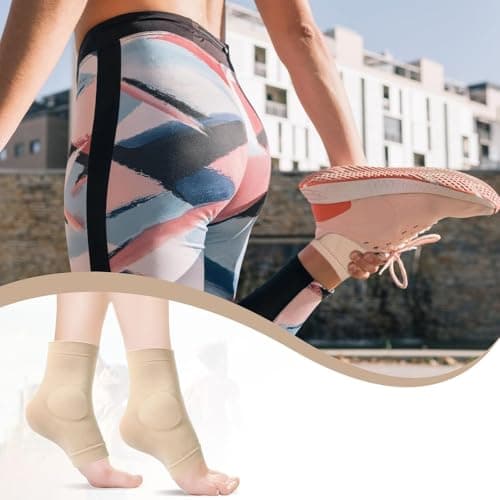 Ankle Protector Gel Sleeve Malleolar Gel Padding Socks with Silicone Pads for Skates Relieves Ankle Pain Great for Ice Skating Roller Skating Skiing Hockey Ankle Compression Support Cushion — view 4