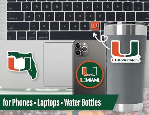 Miami Hurricanes Stickers University of Miami Vinyl Decals Vinyl Gift 14 Pc — view 3