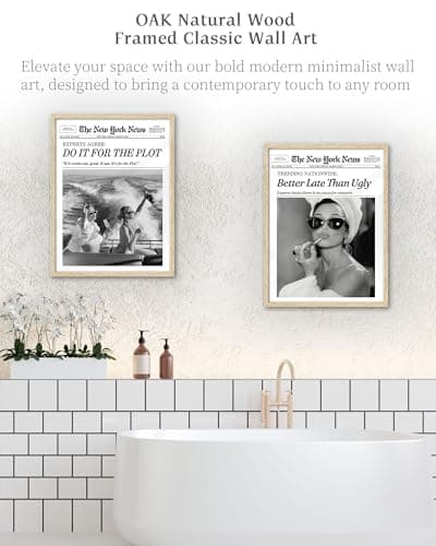iHery 12x16in Audrey Hepburn Better Late Than Ugly Framed Bathroom Art — view 4