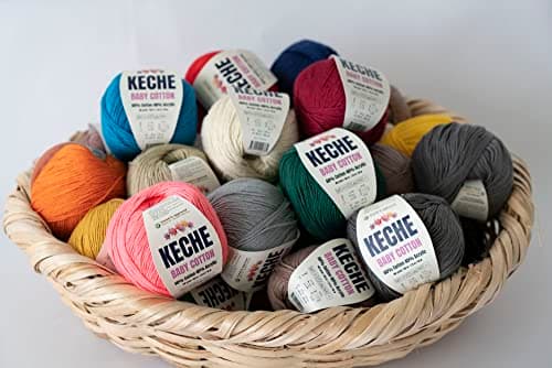 Keche Baby Cotton, 60% Cotton 40% Acrylic Yarn, Soft Cotton Yarn for Crochet and Knitting, Amigurumi Yarn 1 Skein/Ball 1.76 Oz (50g) / 180 Yrds (165m) - Light Blue — view 3