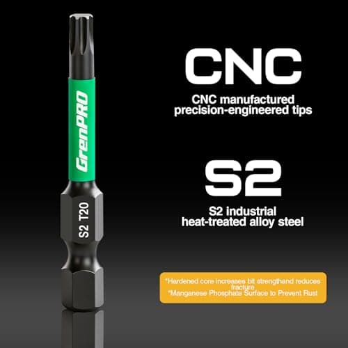 GRENPRO 2" T20 Impact Torx Bits 11-Pack, 1/4" Hex Shank S2 Steel Magnetic Star Screwdriver Bits, CNC Machined Tips Magnetic Power Bits, with Storage Box — view 2