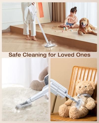 10-in-1 Steam Mop with Detachable Handheld Steamer,350ml Tank, 10s Heat-Up, 248°F Steam Cleaner, 2-Level Control and Swivel Head for Floor,Carpet,Tiles, BBQ grill,Car Accessories Clean White — view 4
