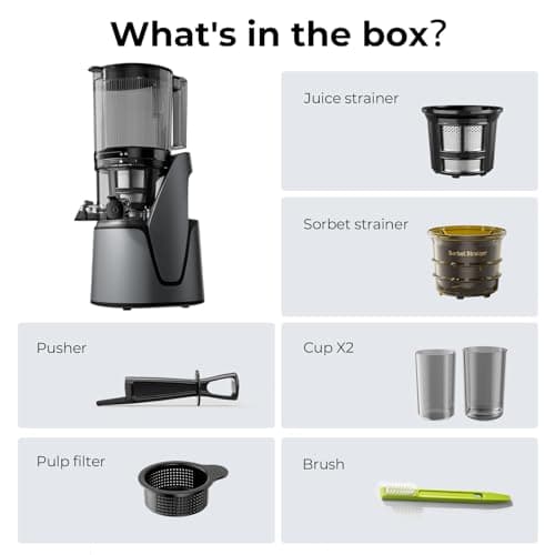 EanOruus Juicer Machines, 3-in-1 Cold Press Juicer with 6.5" Extra Large Chute, 100oz Large Capacity, AC Motor, Makes Juice, Nut Milk & Sorbet, Premium Gray — view 13