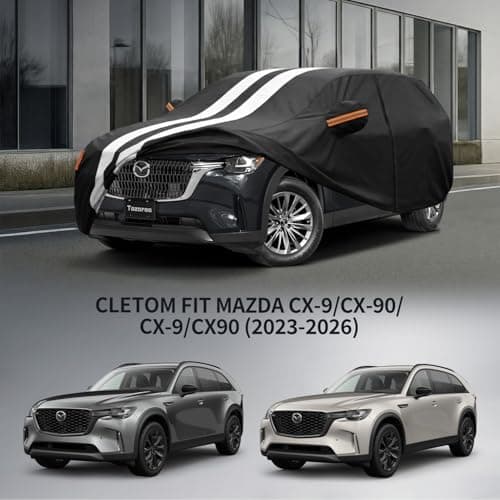 Multi-Layer Car Cover Custom Fit for Mazda CX-9/CX-90/CX9/CX90 (2023-2026), 100% Waterproof All Weather for Automobiles, Gift with Towel, Heavy Duty Car Covers for Rain Sun UV Protection with Zipper. — view 5