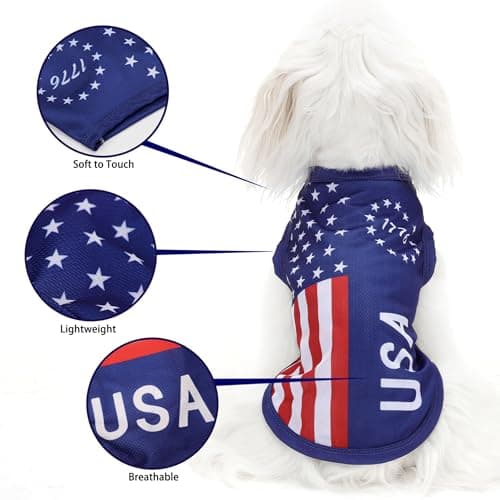 American Flag Inspired Dog Clothes: Ultra-Comfy Dog Shirt, Ideal Tank Materials for Cute, Stylish Look, Perfect for Everyday Wear & Independence Day Celebrations, Blue USA L — view 3
