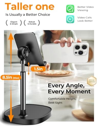LISEN Cell Phone Stand Phone Holder for Desk Office Decor, Office Desk Accessories Women PC Gaming Essentials iPhone Stand Gadgets Men Gift for Father Fit OtterBox Case Switch iPad Air Tablet 4-10 in — view 2