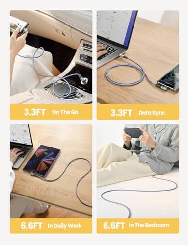 AINOPE USB C to USB C Cable (60W 4Pack 3.3+3.3+6.6+6.6ft) C to C Cable Fast Charging Type C Charger Fast Charging, Right Angle for Charging Fit for iPhone 17 Pro Max Samsung iPad