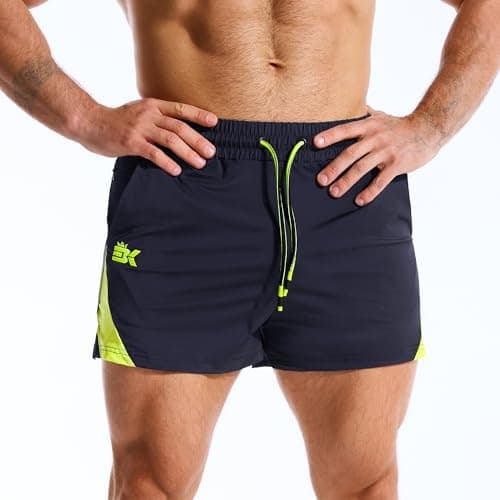 BROKIG Men's LightArmor Bodybuilding Gym Shorts with Zip Pocket,3" Quick Dry Summer Running Shorts for Workout Tennis(Navy Blue,Small) — view 5