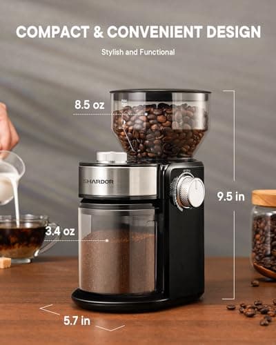 SHARDOR Electric Burr Coffee Grinder 2.0, Automatic Coffee Bean Grinder for Home Use, Adjustable Burr Mill with 16 Precise Settings for Espresso & French Press, Glossy Black — view 5
