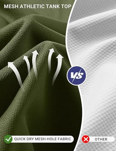 COOFANDY Workout Muscle Tanks for Men Lightweight Breathable Tank Top Men Sleeveless Gym Tee Shirts Army Green 2XL — view 3