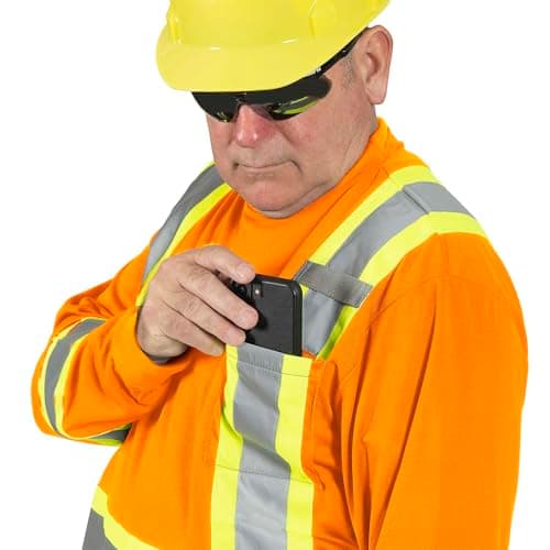 Pioneer Hi Vis Long Sleeve Safety Shirt - Breathable & Soft Work T-Shirt with Reflective Tape - Class 3 - Orange — view 10