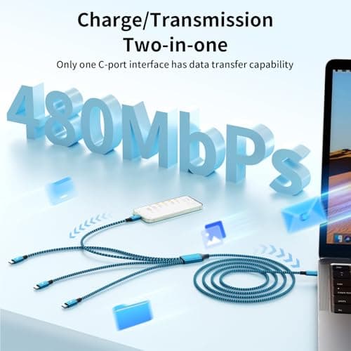Jogrytece USB C Splitter Multi Charging Cable,USB A/C to USB C Charging Cabel, 4 in 2 Multi Charger Cord, with 4 Type-C Connectors Compatible with Cell Phones Tablets and More 1Pack 5FT — view 3