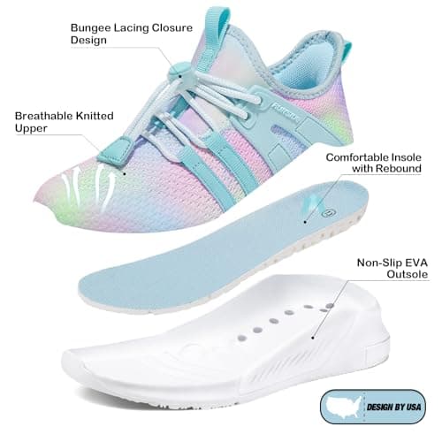 RUNSIDE Girls Tennis Shoes Lightweight Sports Kids Sneakers Lace-up for Running/Walking, Toddler/Little Kid/Big Kid Gradient Blue — view 4