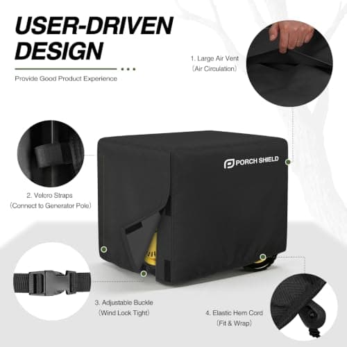 Porch Shield Waterproof Universal Generator Cover 32 x 24 x 24 inch - for Most Generators 5000-10000 Watt, Black — view 2