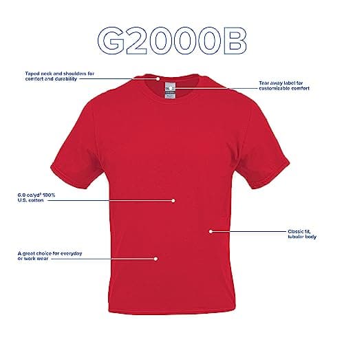 Gildan Youth Ultra Cotton T-Shirt, Style G2000B, 2-Pack, White, Large — view 4